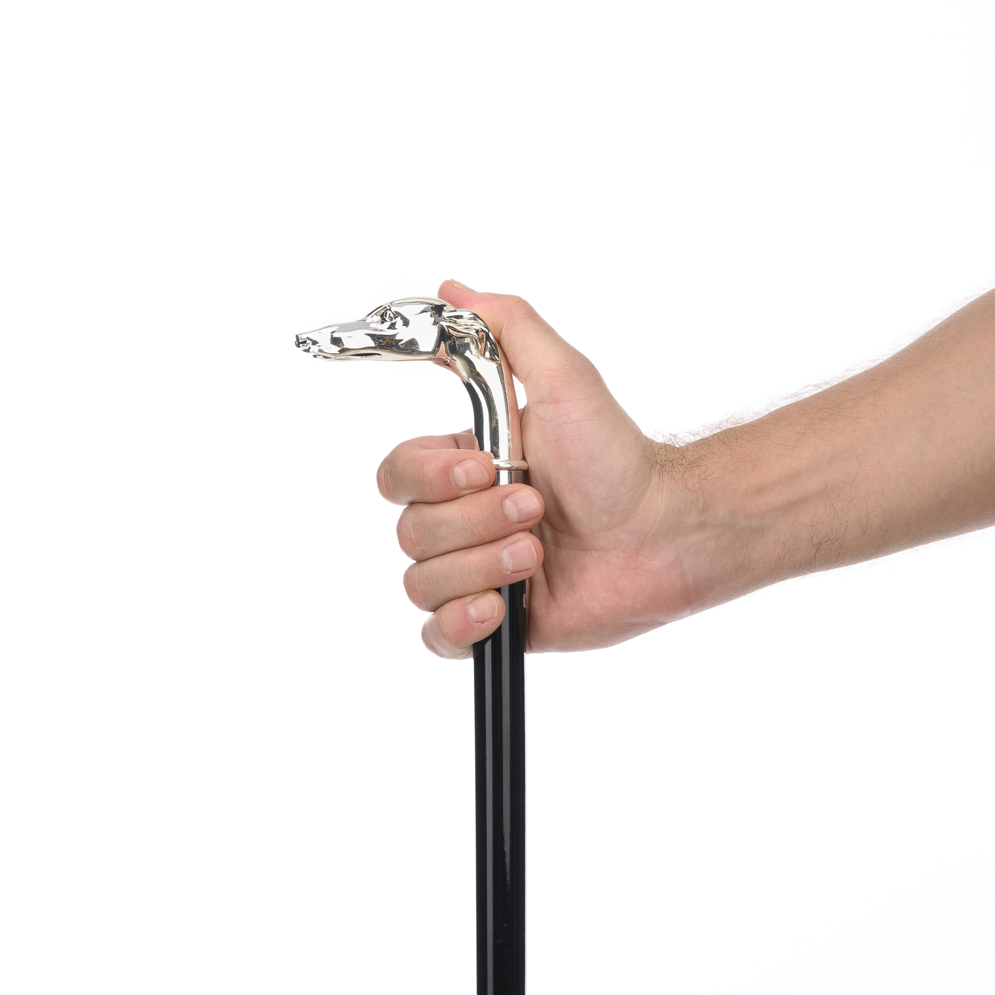 8058056231437 -003 WS-8058056231437-BAS Walking Sticks Bastone da passeggio elegante impugnatura Levriero Argento Tradizionale bastone da passeggio elegante con cane Levriero scolpito a mano sull'impugnatura placcata argento 925.