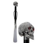 Walking Sticks Calzascarpe Lungo impugnatura gioiello pomello argento Teschi Swarovski