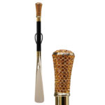 Walking Sticks Calzascarpe Lungo impugnatura gioiello oro Milord Swarovski Ambra