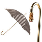 Walking Sticks Ombrello Donna Asta Fissa impugnatura gioiello dorata Swarovski color ambra