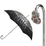 Walking Sticks Ombrello Donna Asta Fissa impugnatura gioiello Argento telo Zebrato