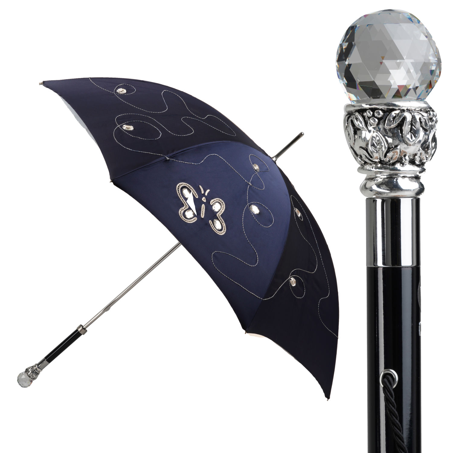 OM43 W02 (5) WS-OM43W02-FBM Walking Sticks Ombrello Donna Asta Fissa impugnatura gioiello Sfera Swarovski Walking Sticks Ombrello Donna Asta Fissa impugnatura gioiello Sfera Swarovski