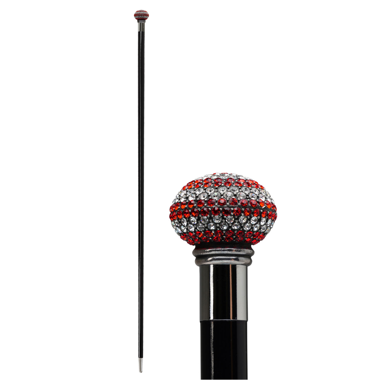 WS-29R-FBM (3) Walking Sticks Bastone da passeggio elegante impugnatura Gioiello Argento Swaroski Rossi Walking Sticks Bastone da passeggio elegante impugnatura Gioiello Argento Swaroski Rossi