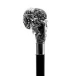 Raffinato bastone da passeggio elegante con Ariete scolpito a mano e placcato argento 925.