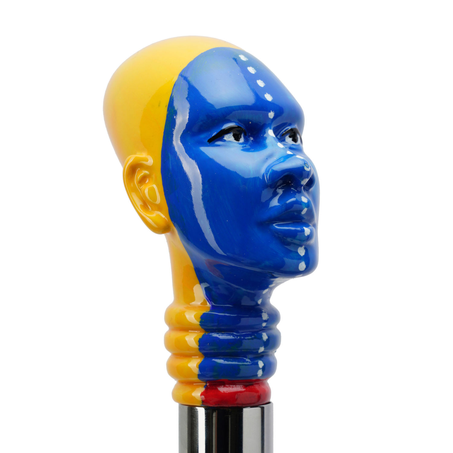 CDF19B (1)Walking Sticks Calza scarpe con impugnatura dipinta a mano testa etnica Walking Sticks Calza scarpe con impugnatura dipinta a mano testa etnica