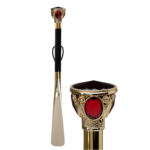 Walking Sticks Calza scarpe con impugnatura placcata oro 18k cabochon Swarovski rossi