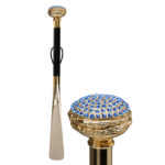 Walking Sticks Calza scarpe con impugnatura placcata oro 18k macaron Swarovski azzurri