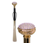 Walking Sticks Calza scarpe con impugnatura placcata oro 18k macaron Swarovski rosa