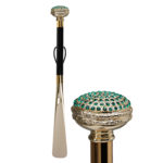 Walking Sticks Calza scarpe con impugnatura placcata oro 18k macaron Swarovski verdi