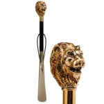 Walking Sticks Calza scarpe con impugnatura placcata oro 18k Leone Swarovski rossi arancioni