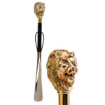 Walking Sticks Calza scarpe con impugnatura placcata oro 18k Leone Swarovski verdi arancioni