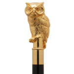 Walking Sticks Bastone con impugnatura placcata oro 18k modellata a mano gufo