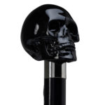 Walking Sticks Bastone con impugnatura modellata e dipinta a mano teschio nero lucido