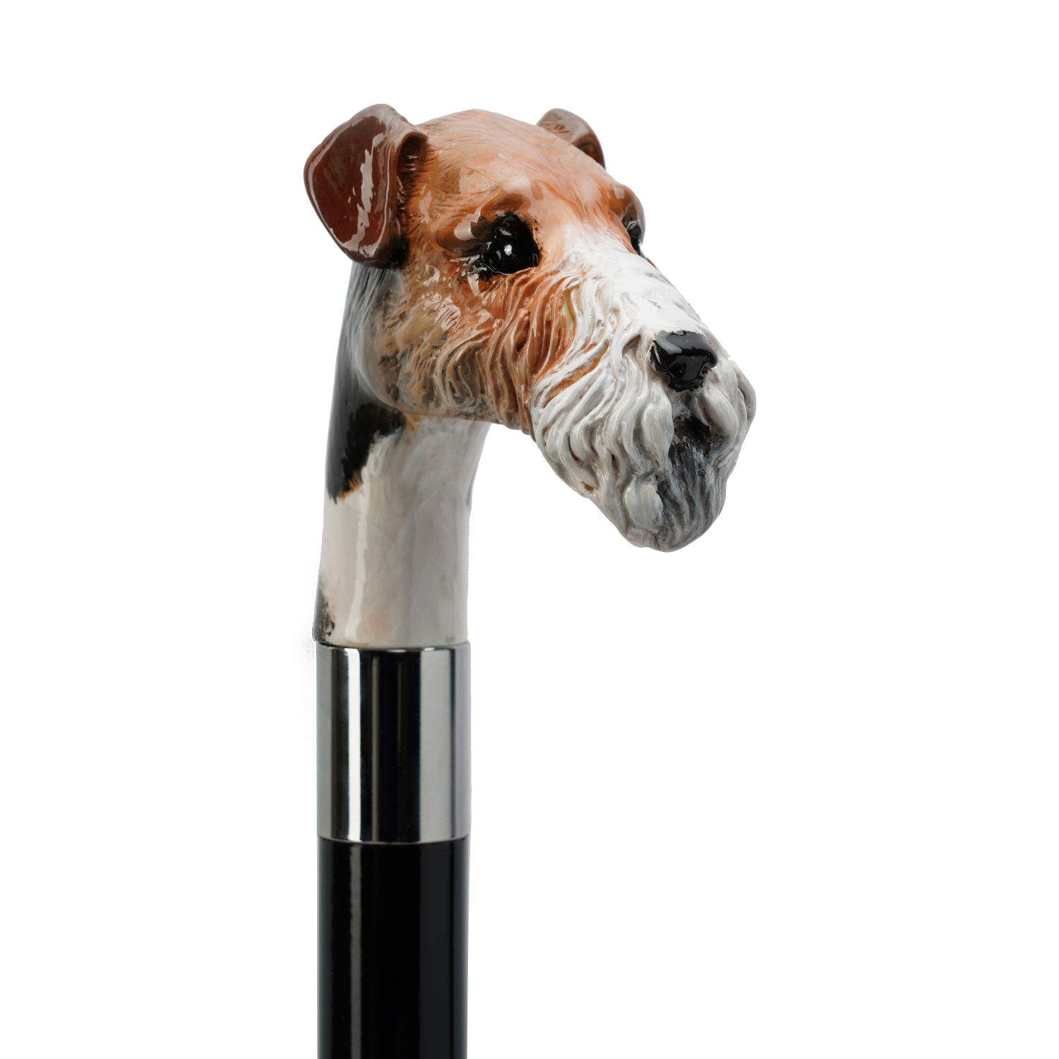 SMC06 (1)WS-SMC06-FBM Walking Sticks Bastone con impugnatura modellata e dipinta a mano Cane fox terrier Walking Sticks Bastone con impugnatura modellata e dipinta a mano Cane fox terrier