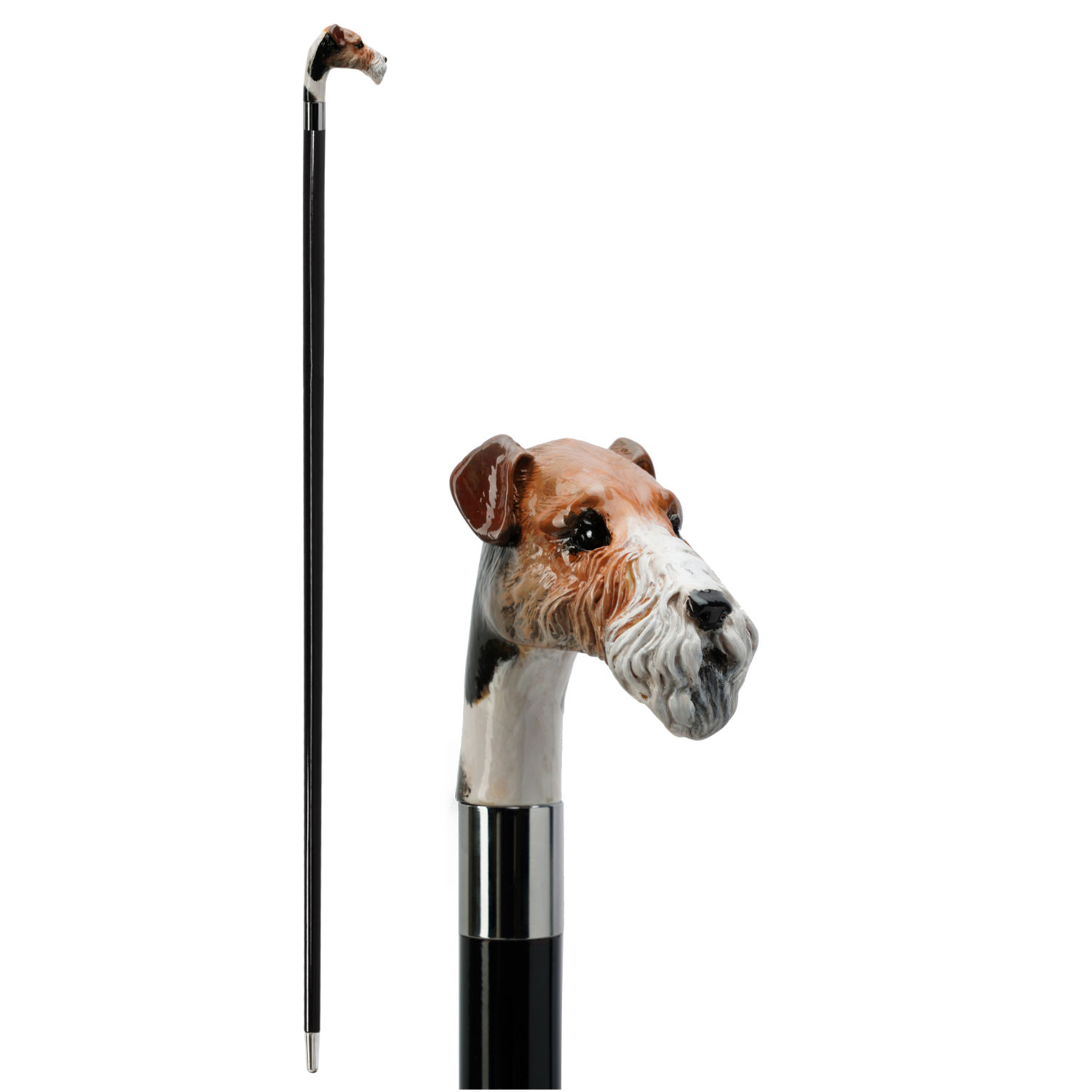 SMC06 (3)WS-SMC06-FBM Walking Sticks Bastone con impugnatura modellata e dipinta a mano Cane fox terrier Walking Sticks Bastone con impugnatura modellata e dipinta a mano Cane fox terrier