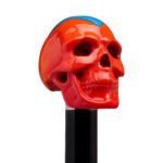 Walking Sticks Bastone con impugnatura modellata e dipinta a mano teschio rosso e azzurro