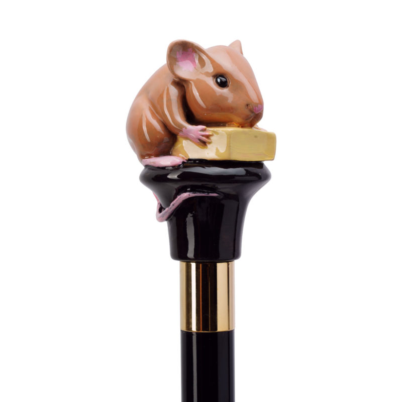 Walking Sticks Bastone con impugnatura modellata e dipinta a mano topolino con formaggio