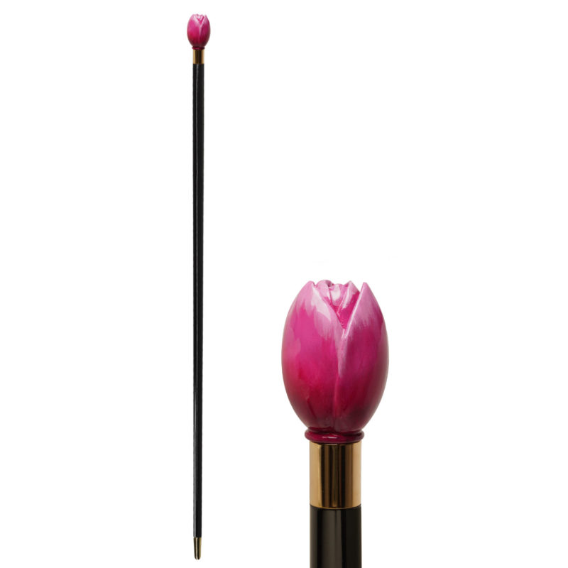 Walking Sticks Bastone con impugnatura modellata e dipinta a mano tulipano magenta