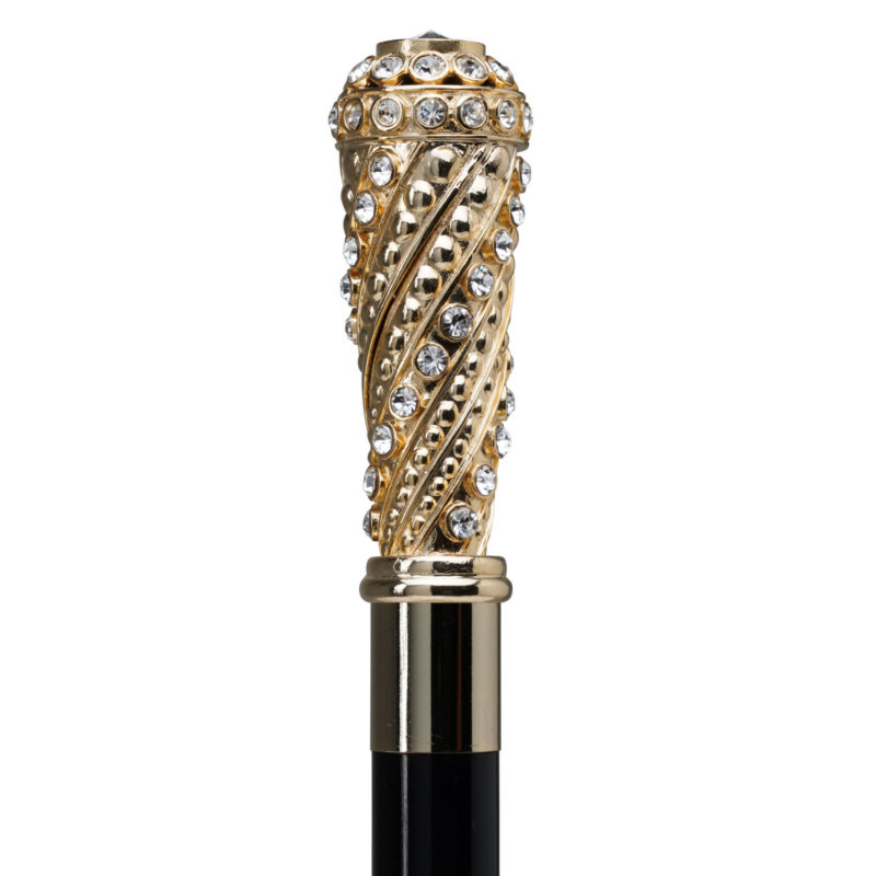 Walking Sticks Bastone con impugnatura placcata oro 18k modellata a mano milord torciglione swarovski
