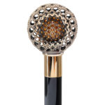 Walking Sticks Bastone con impugnatura placcata oro 18k pomo traforato Swarovski neri