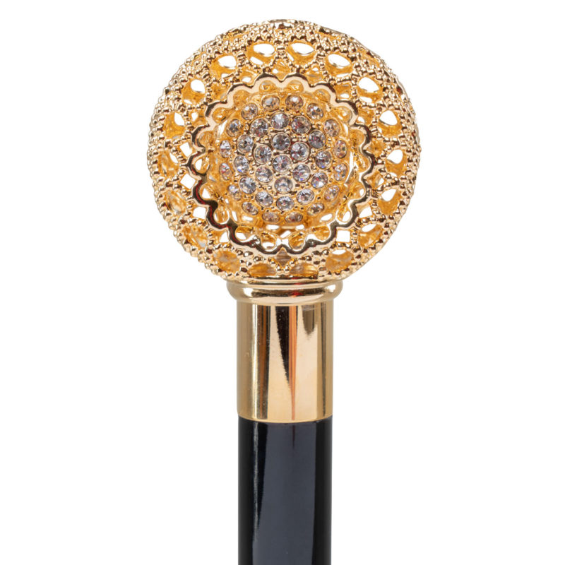 Walking Sticks Bastone con impugnatura placcata oro 18k pomo traforato
