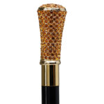 Walking Sticks Bastone con impugnatura placcata oro 18k modellata a mano milord swarovski color ambra